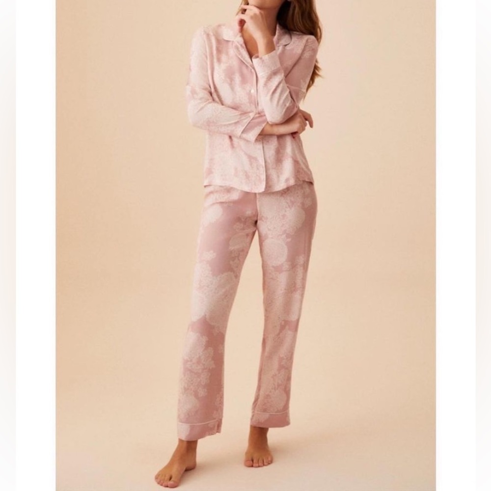 Two Piece Pastel Pink Floral Pj Set